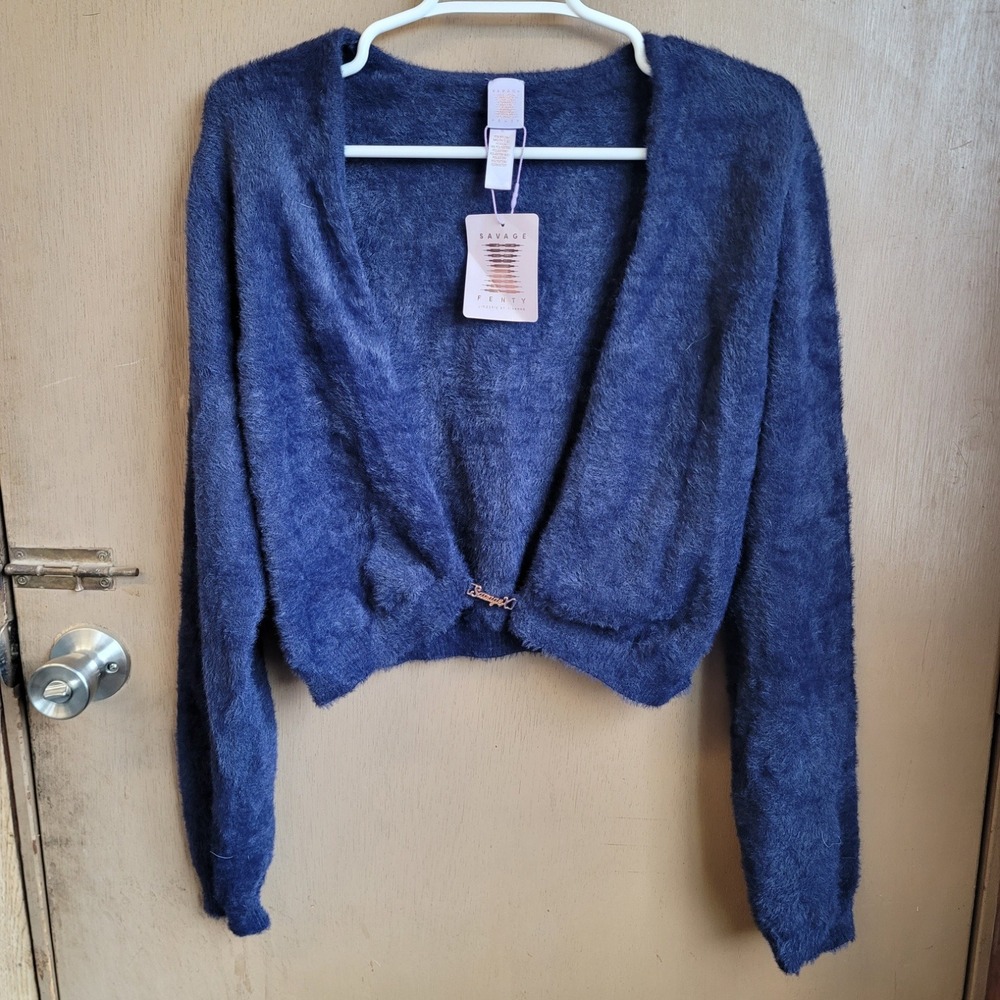 Savage x Fenty Intimates Fluff It Up PJ Crop Top Navy 3X‎ NWT